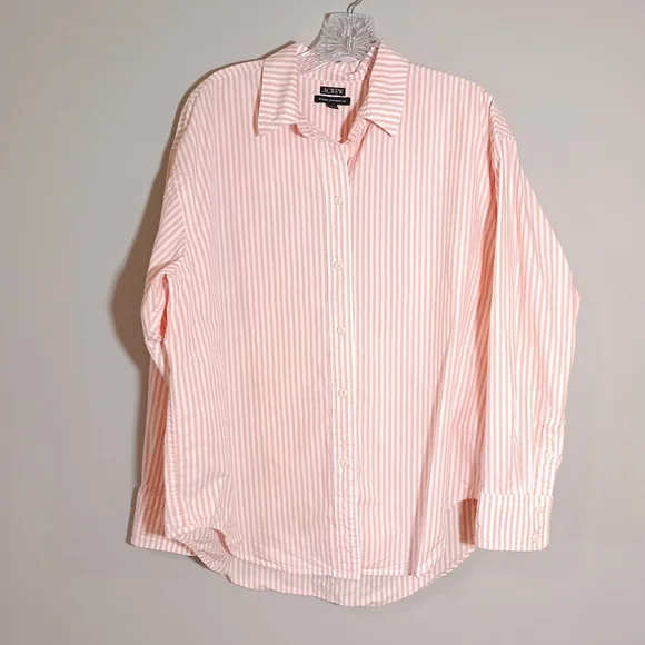 J.Crew Étienne oversized shirt in striped cotton poplin Pink Size S - Picture 2 of 7